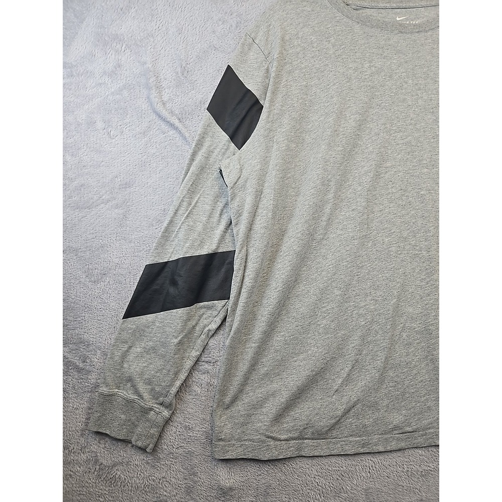 Nike Shirt Nike Air Logo Striped Long Sleeve Athletic Cotton Tee Mens XXL Gray‎ - Picture 3 of 11